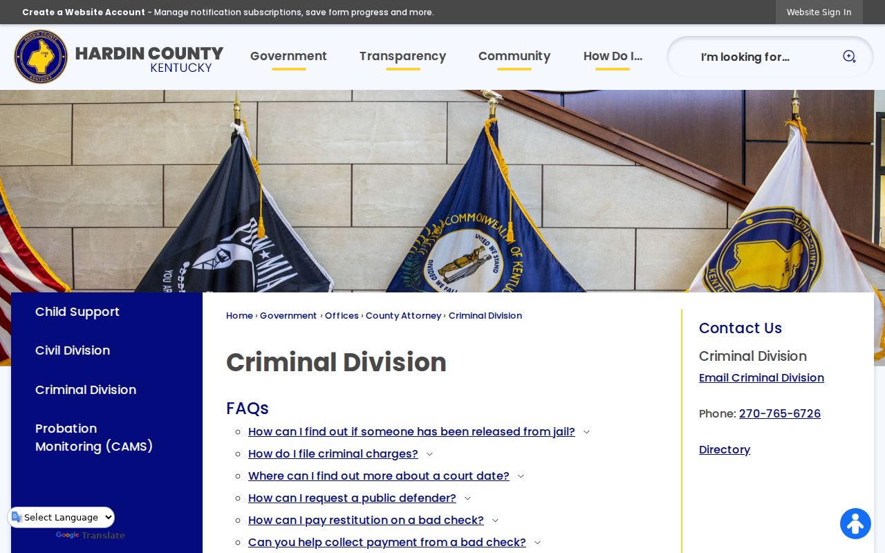 Hardin County arrest history and County Attorney criminal process