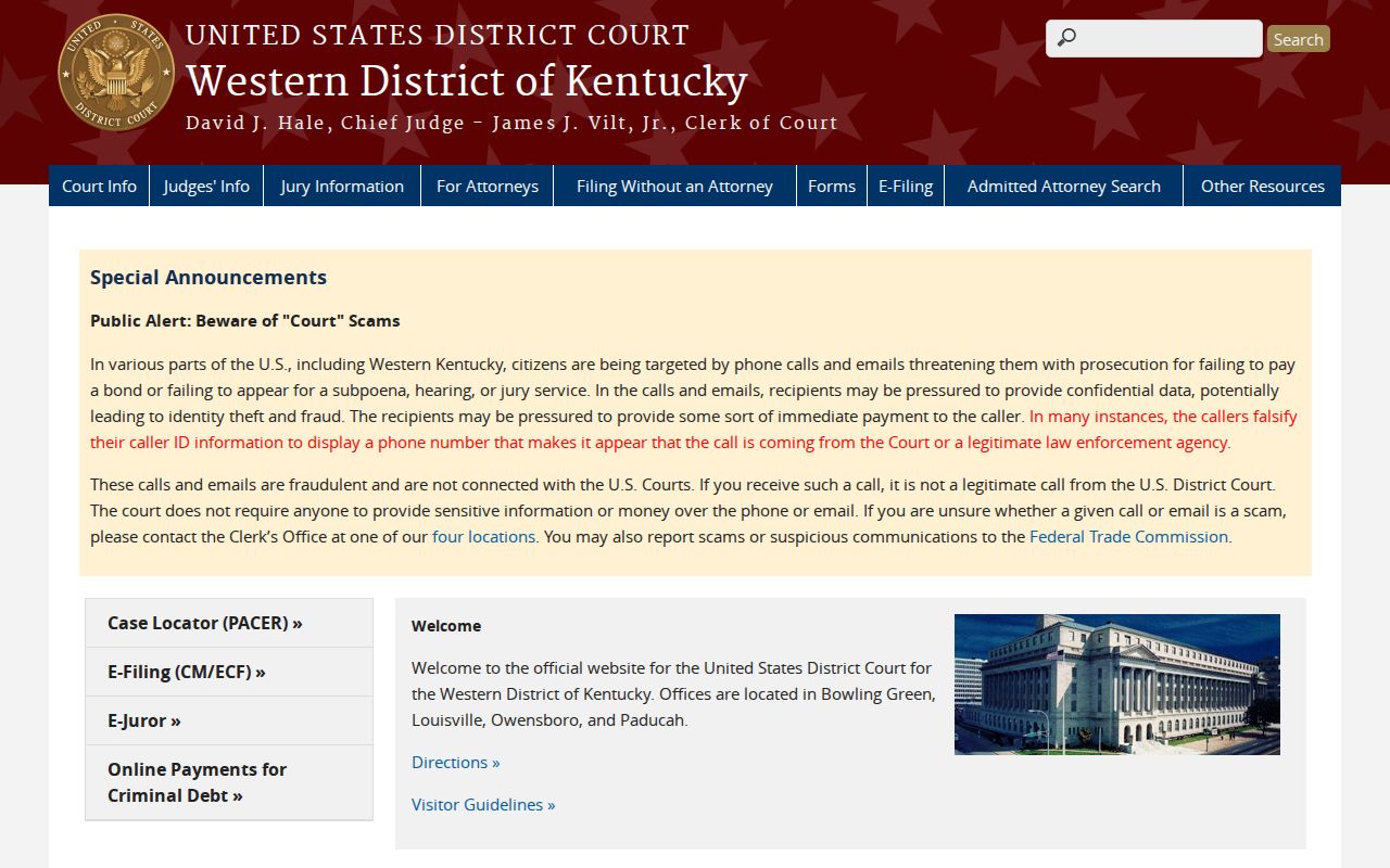 Western District of Kentucky information for Hardin County federal matters