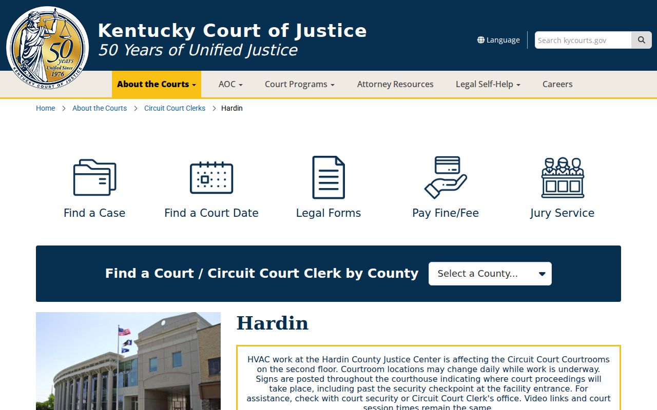 Hardin County criminal court record office information