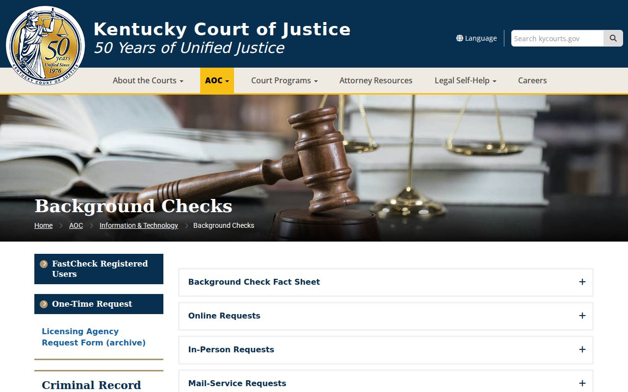 Hardin County criminal history access through Kentucky AOC background checks